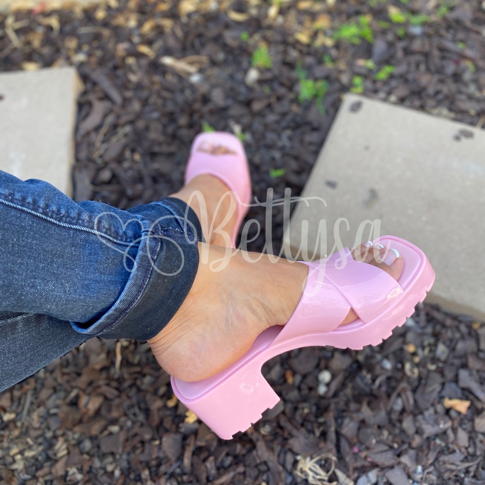 Light pink Chunky Heel Jelly Sandals - Picture 2 of 6